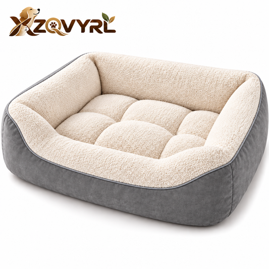 XZQVYRL Orthopedic Co-Sleeping Pet Bolster Bed – Calming Dog & Cat Lounger Topper for Bed and Couch with Ultra-Plush Sherpa Surface