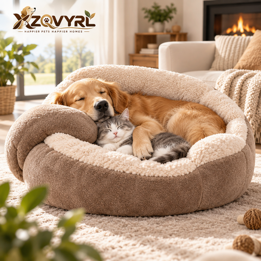 XZQVYRL Orthopedic Calming Pet Bed, Ultra-Soft Sherpa Bolster Dog & Cat Cuddler, Deep-Dish Warm Donut Nest for Cozy Bolster Support - main product image