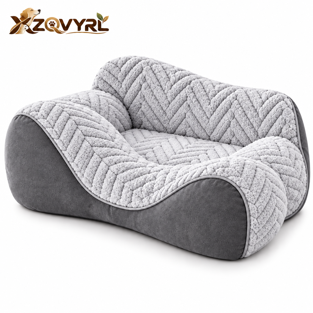 XZQVYRL Ergonomic Pet Grooming & Calming Lounge Bed – Contoured U-Shape Plush Cushion for Small Dogs & Cats, Comfort-Focused Lap & Sofa Rest Pillow for Stress-Free Brushing, Massaging & Cuddling