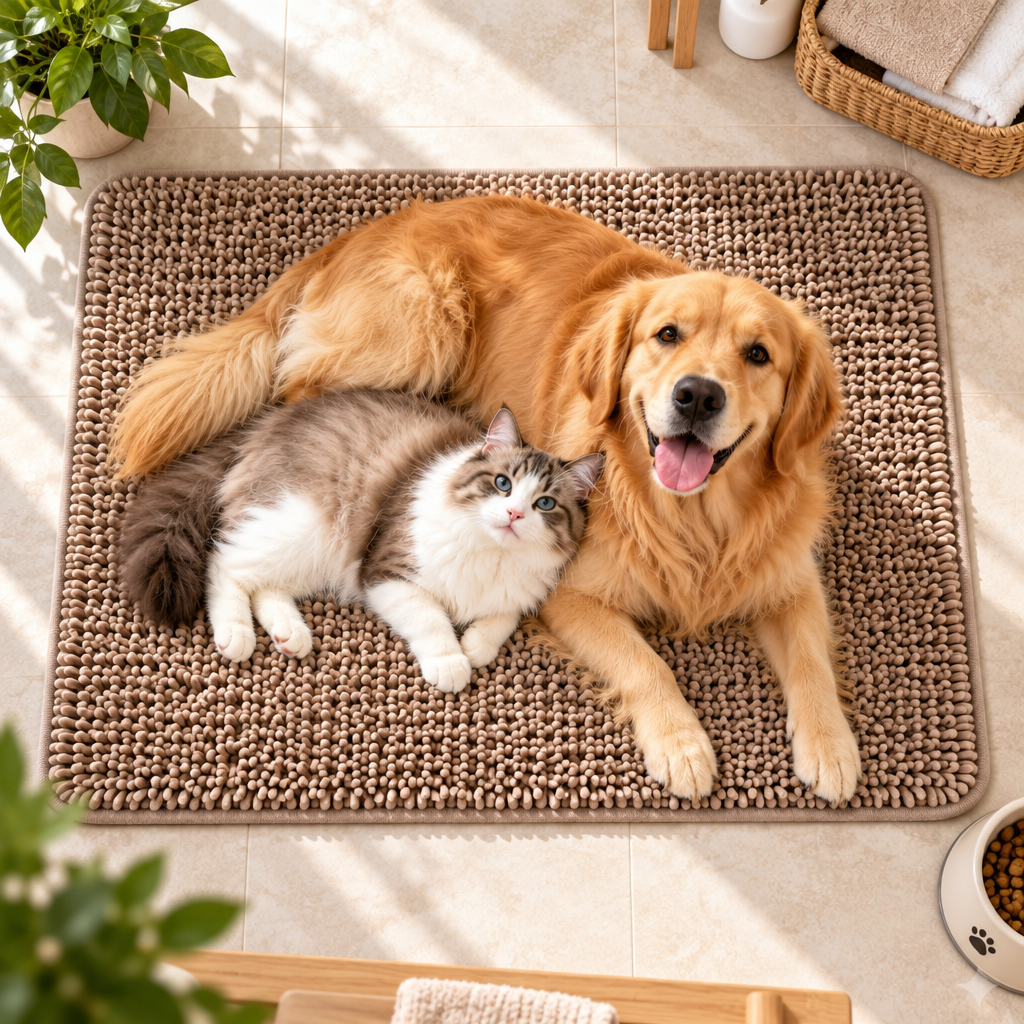 XZQVYRL Super Absorbent Chenille Pet Mat – Ultra-Soft Fast-Drying Non-Slip Dog & Cat Bath Mat and Mud Dirt Trapper Rug - product view 2