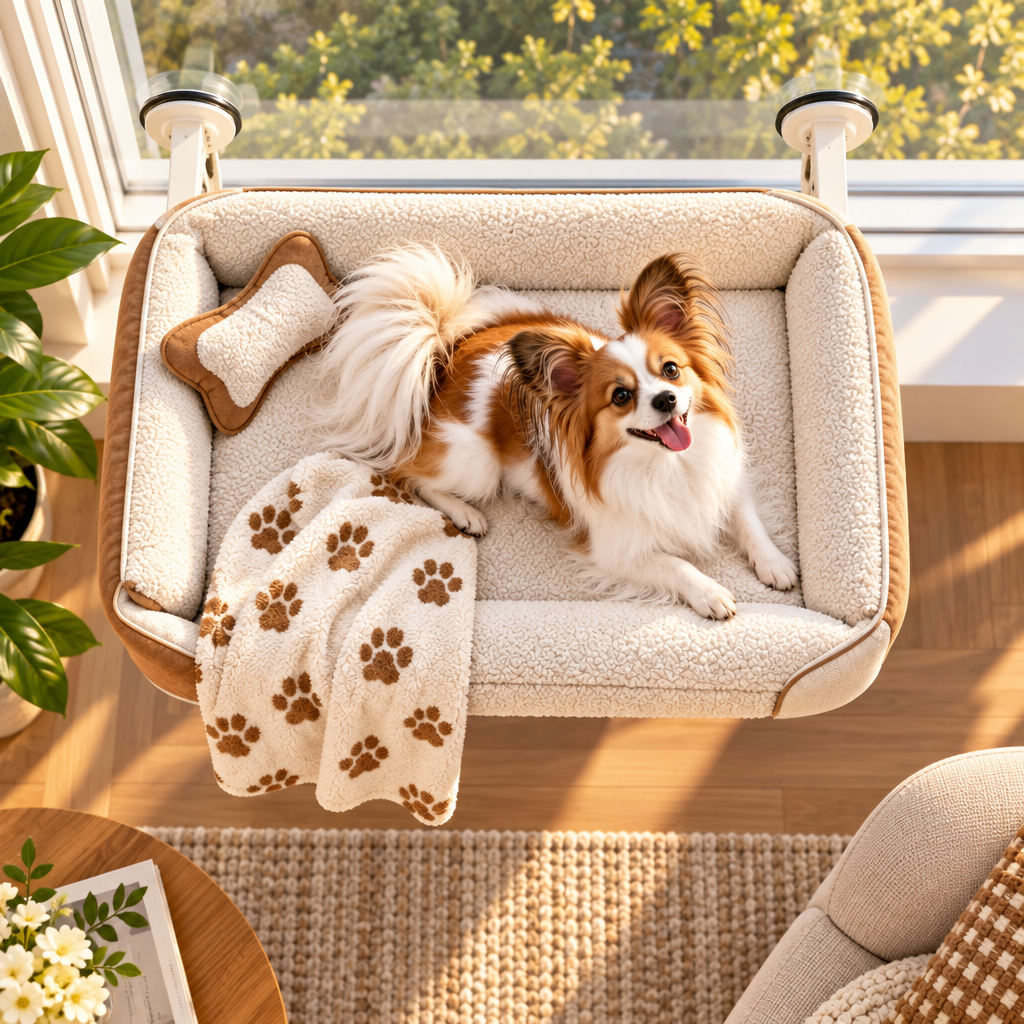 XZQVYRL Heavy-Duty Window Mounted Pet Perch – Plush Bolstered Sherpa Sunbathing Bed for Small Dogs & Cats - product view 2