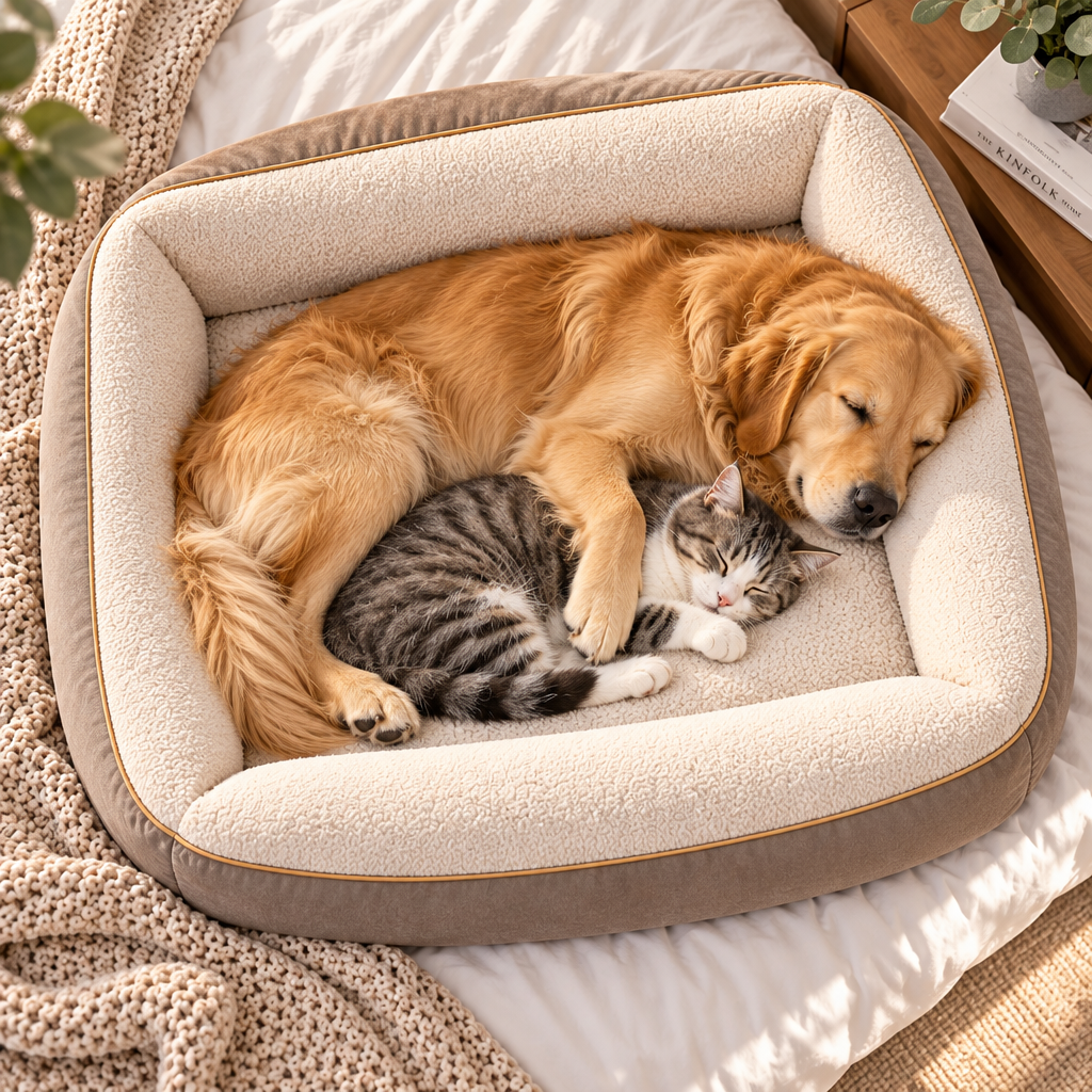 XZQVYRL Orthopedic Co-Sleeping Pet Bolster Bed – Calming Dog & Cat Lounger Topper for Bed and Couch with Ultra-Plush Sherpa Surface - product view 2