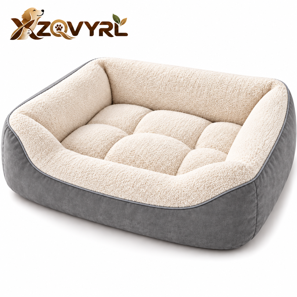 XZQVYRL Orthopedic Co-Sleeping Pet Bolster Bed – Calming Dog & Cat Lounger Topper for Bed and Couch with Ultra-Plush Sherpa Surface