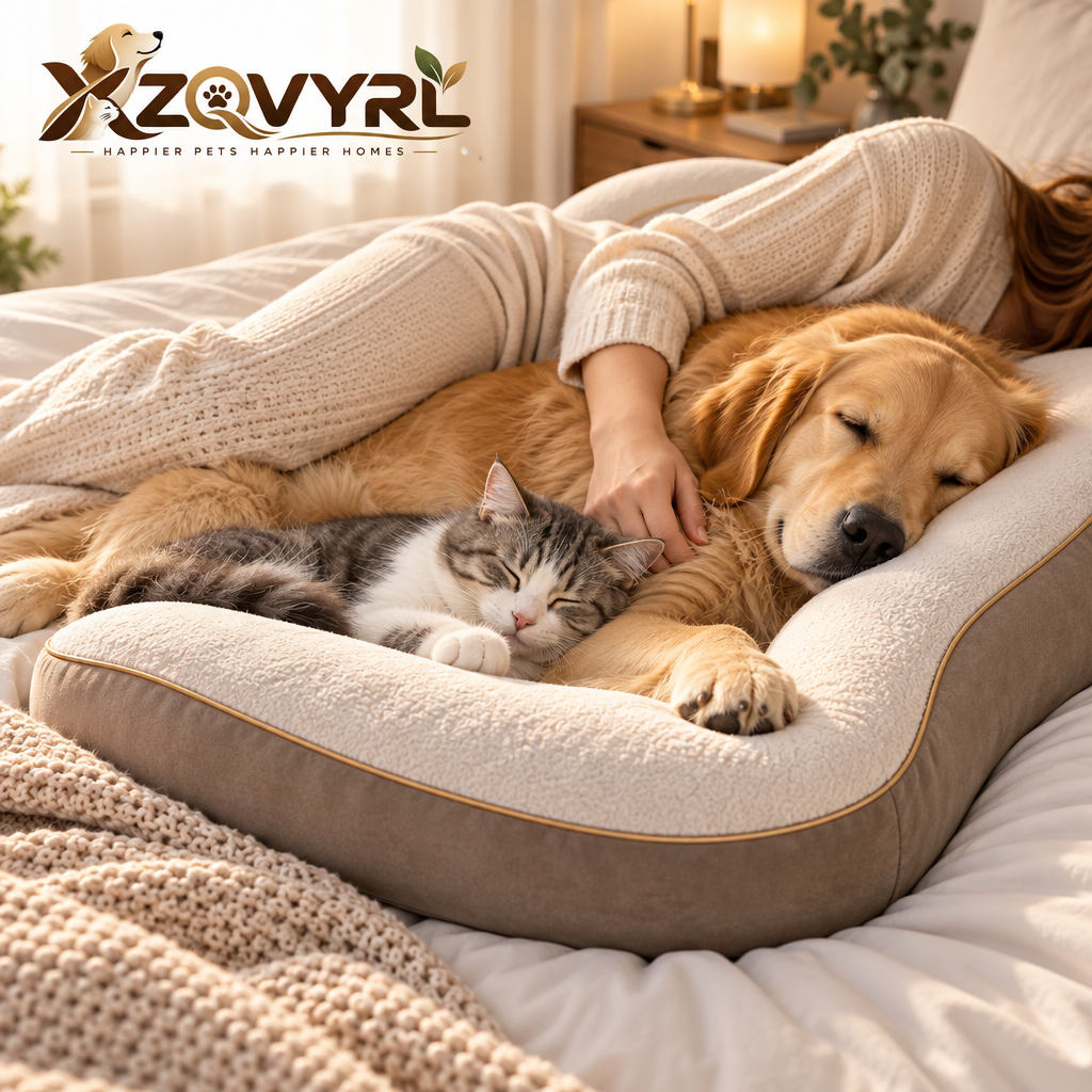 XZQVYRL Orthopedic Co-Sleeping Pet Bolster Bed – Calming Dog & Cat Lounger Topper for Bed and Couch with Ultra-Plush Sherpa Surface - main product image
