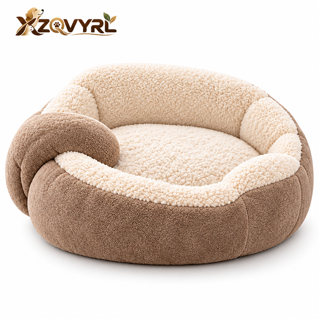 XZQVYRL Orthopedic Calming Pet Bed, Ultra-Soft Sherpa Bolster Dog & Cat Cuddler, Deep-Dish Warm Donut Nest for Cozy Bolster Support - product view 4
